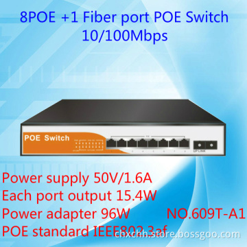 8Port fiber poe switch